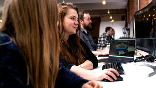 Jess working on a photogrammetry project in the studio